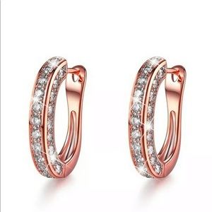 18k rose gold diamonds hoop earrings